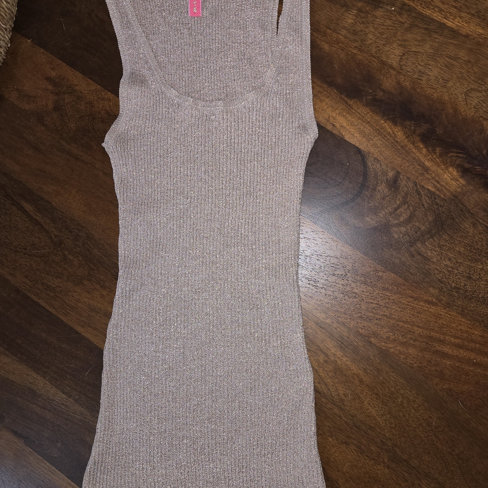 Charlotte Tarantola Gold Ribbed Knit Tank